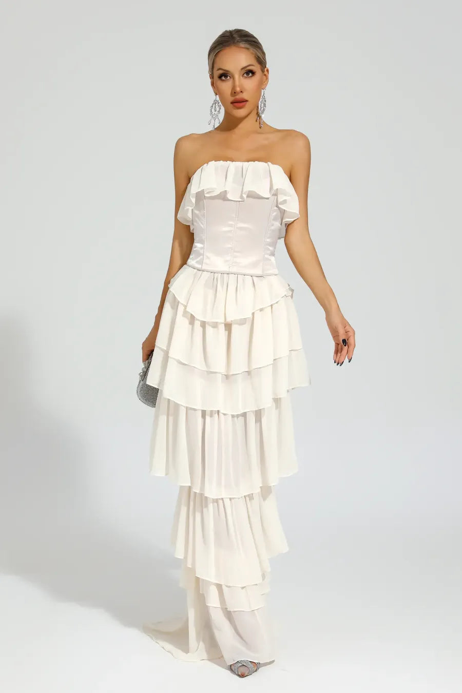 Gerald Kayısı Düşük Omuz Maxi Elbise