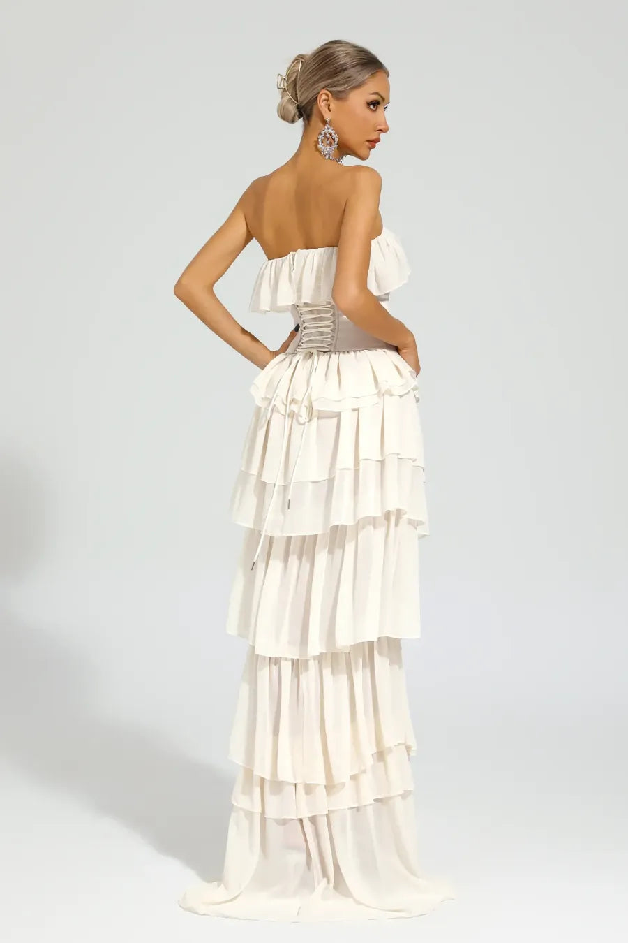 Gerald Kayısı Düşük Omuz Maxi Elbise