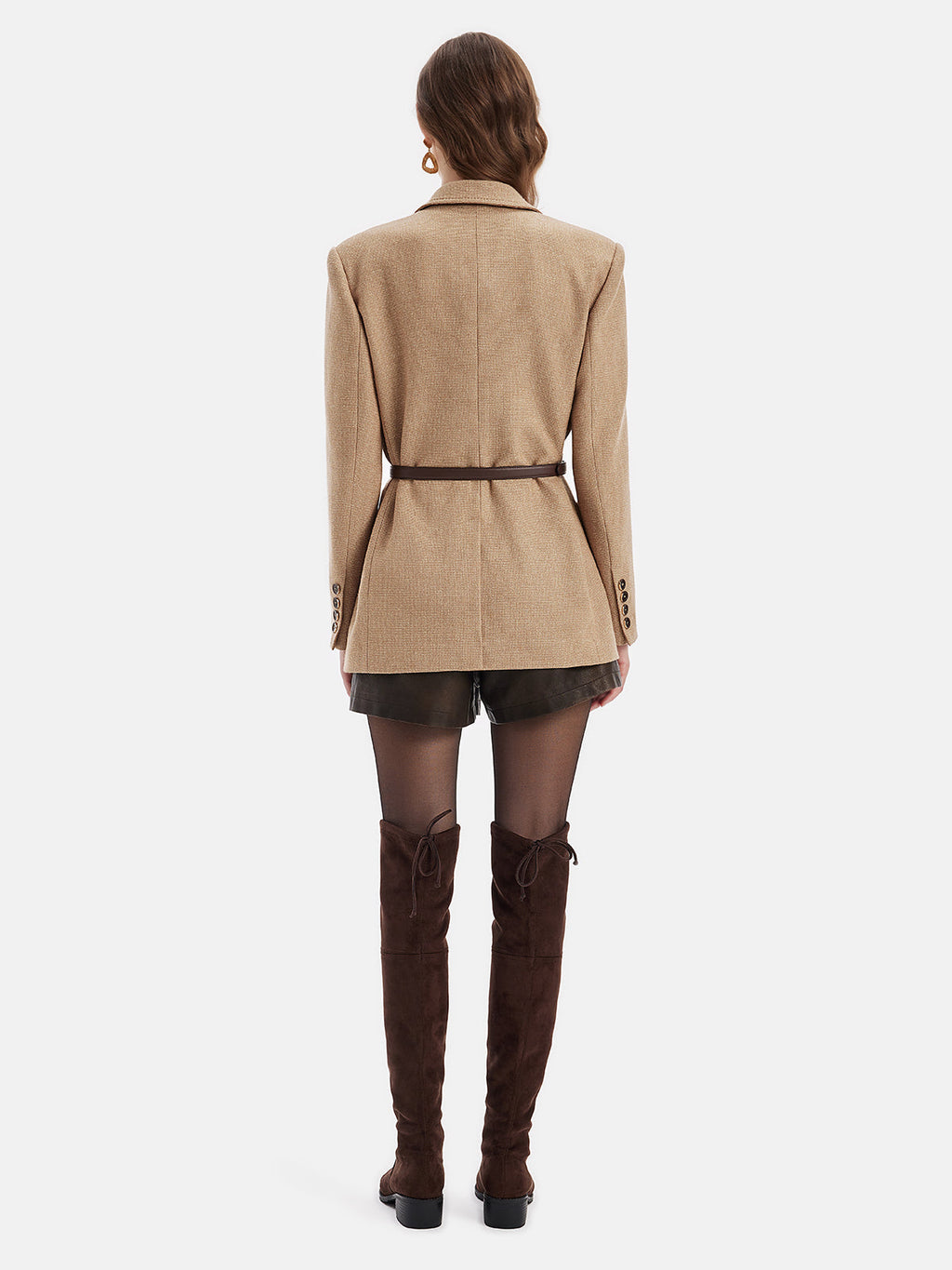 Yün-Keten Karışımlı Nakışlı Yaka Eşarplı Kaban