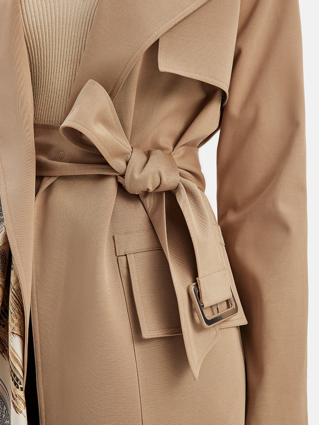 Yün Karışımlı Eşarplı Geniş Yaka Palto