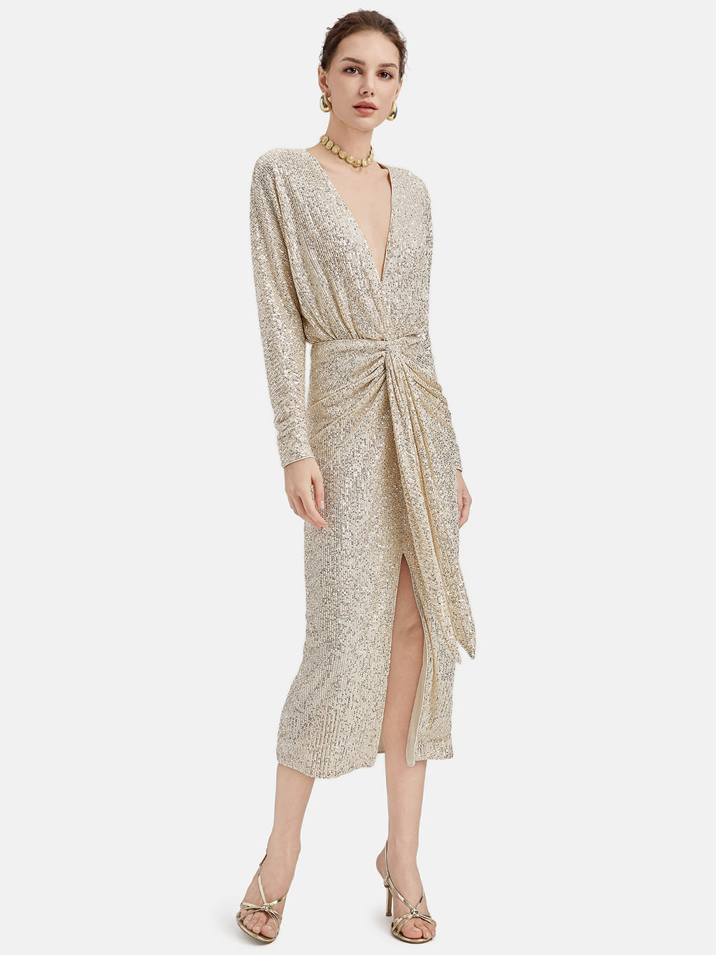 Zarif V Yaka Payet Elbise