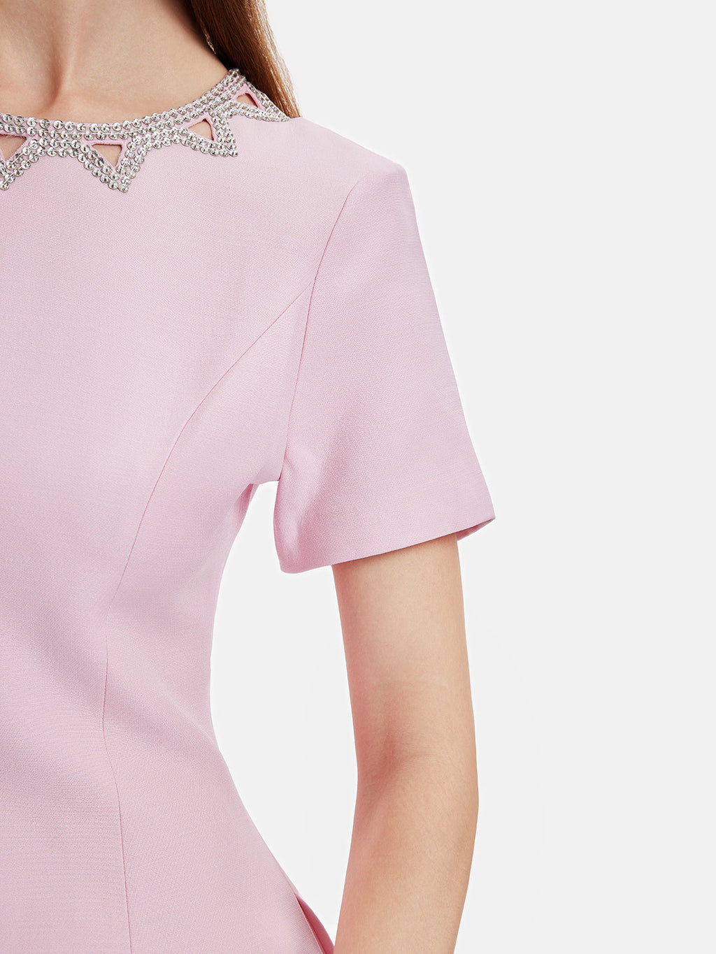Yakası Taşlı Mini Elbise