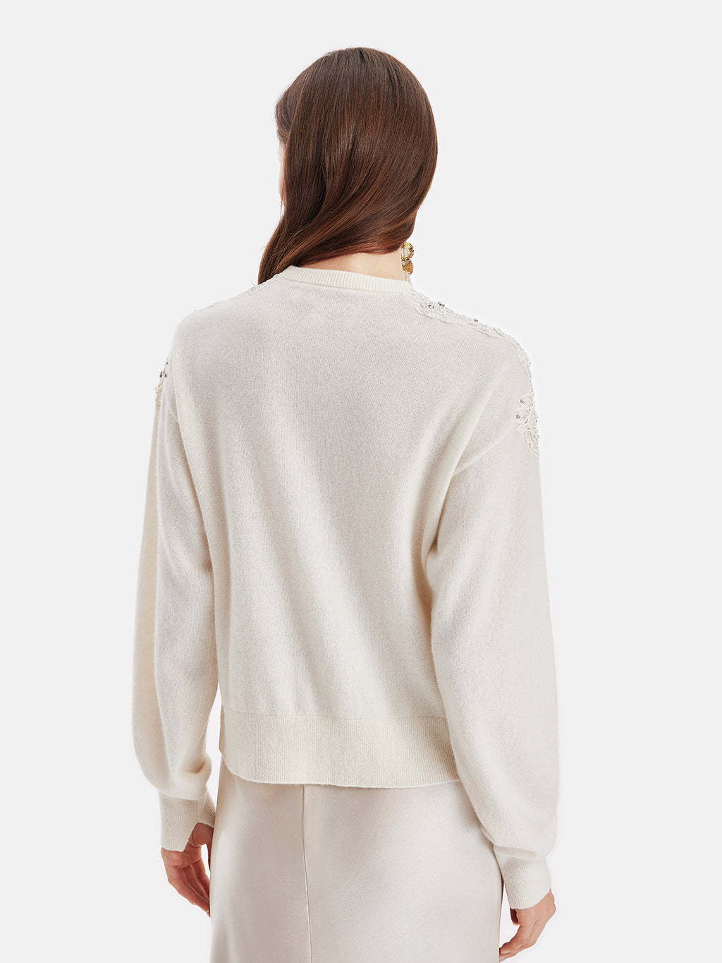 Dantel Çiçek İşlemeli Kaşmir Hırka