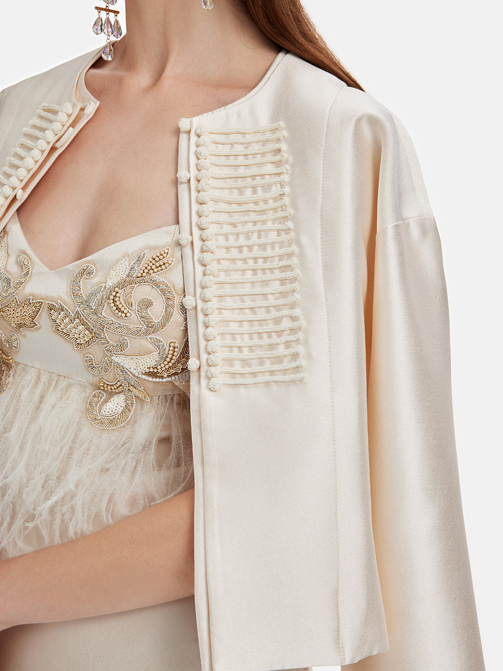 Ağır İpek Yün Kruvaze Kısa Kaban