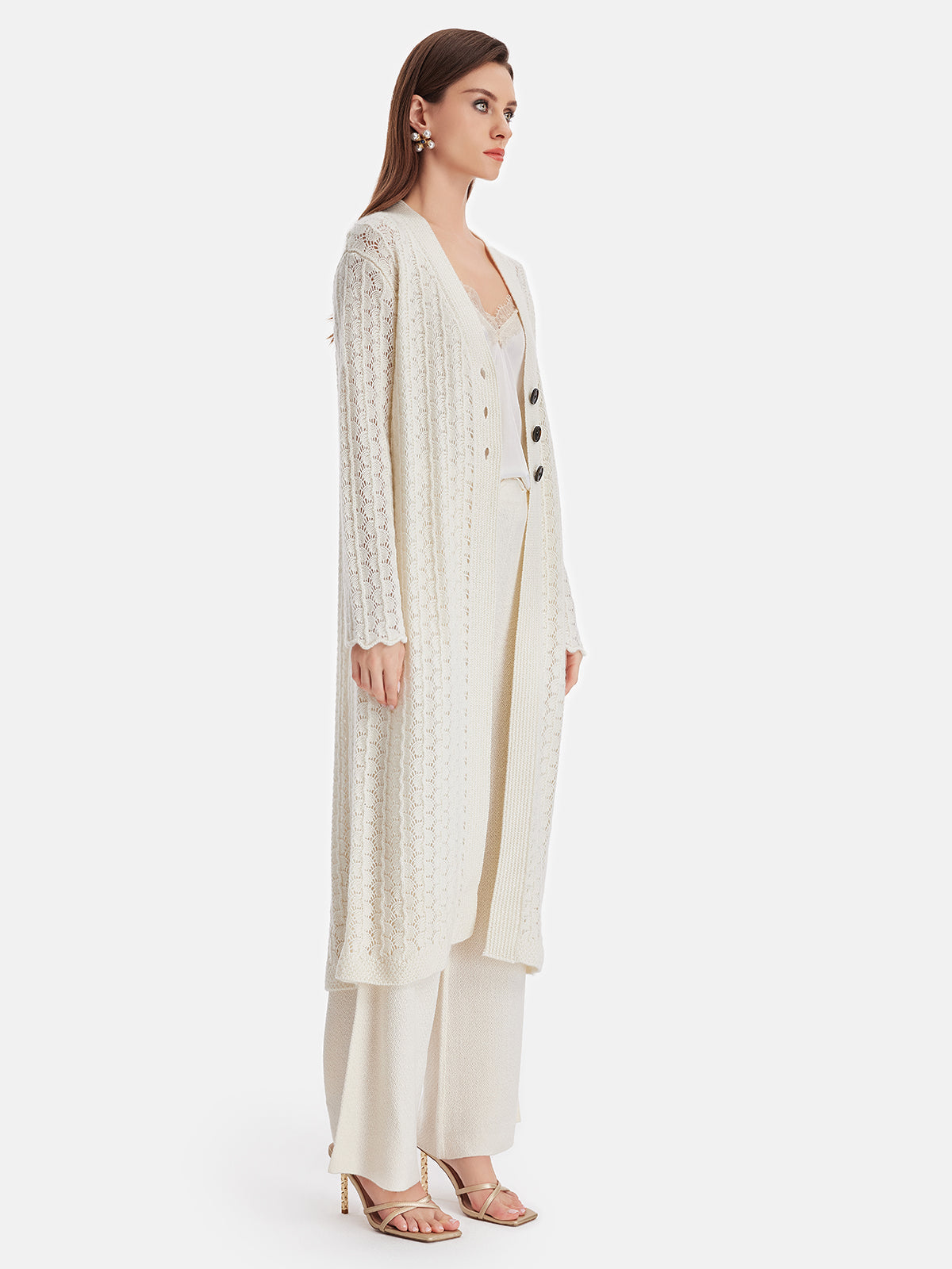 Kaşmir Geometrik Jakarlı Delikli Kaban