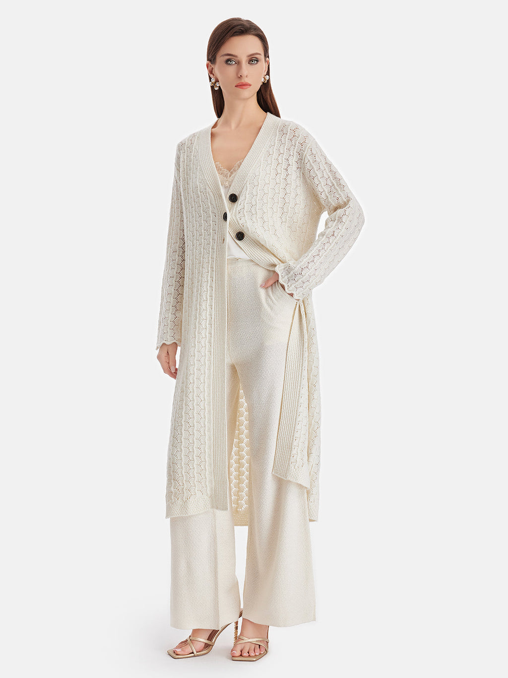 Kaşmir Geometrik Jakarlı Delikli Kaban