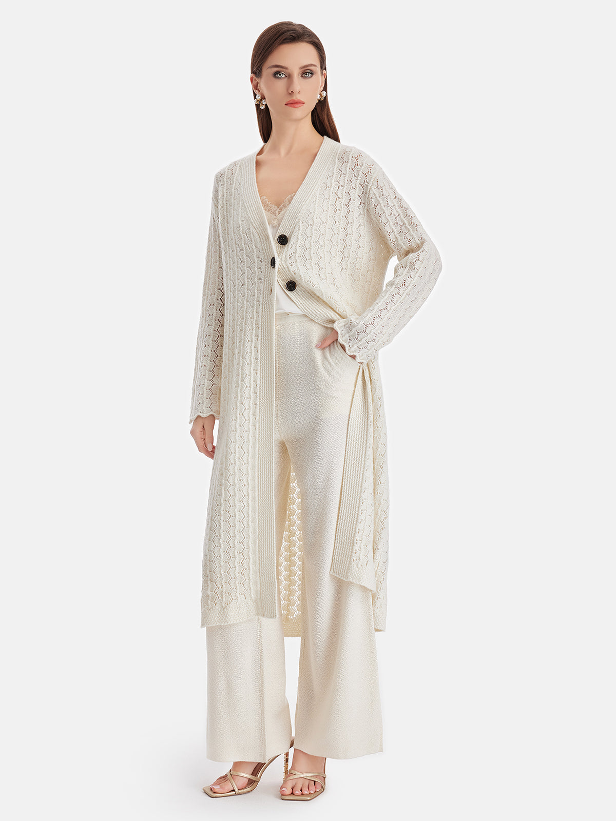 Kaşmir Geometrik Jakarlı Delikli Kaban