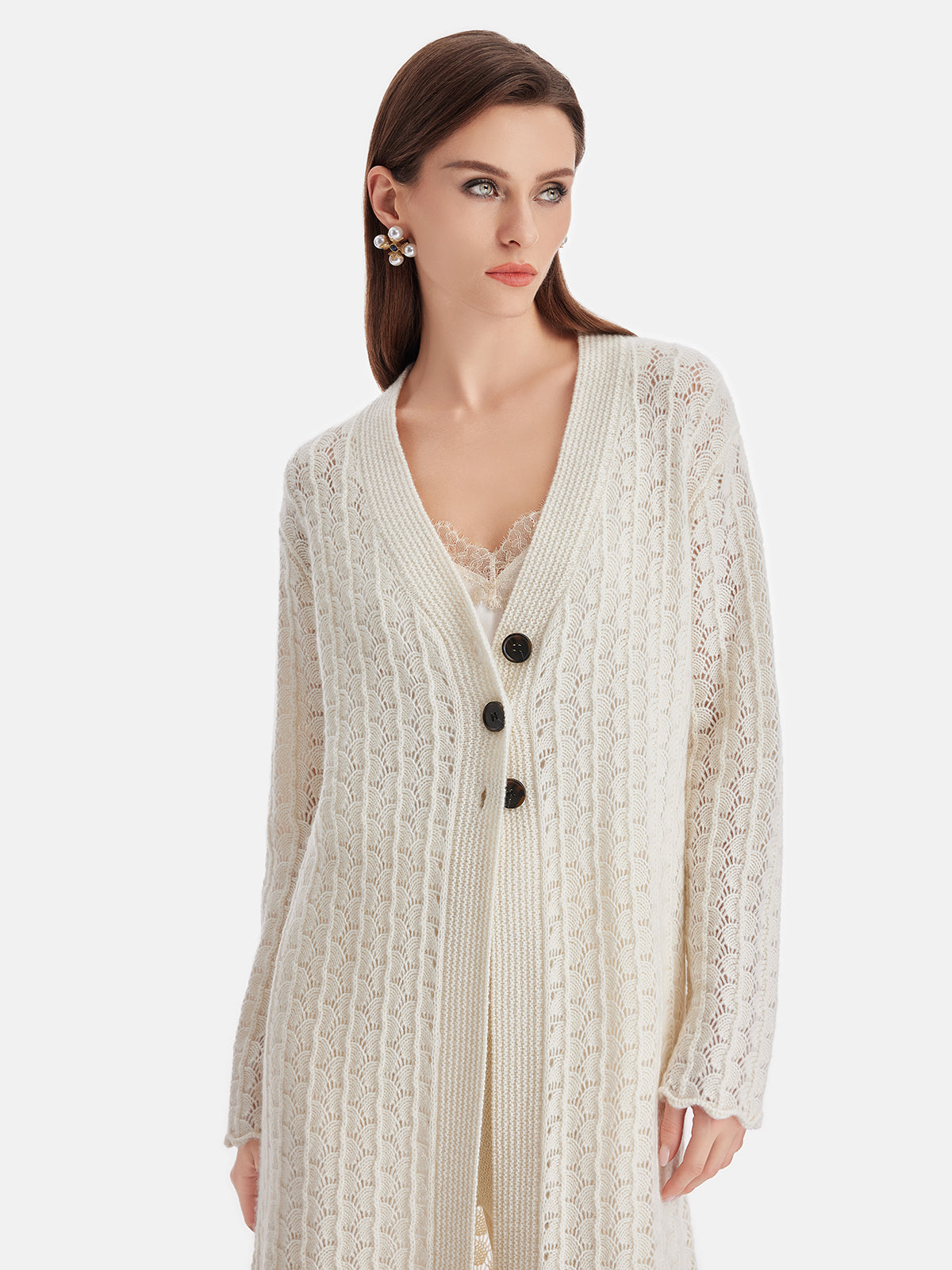 Kaşmir Geometrik Jakarlı Delikli Kaban