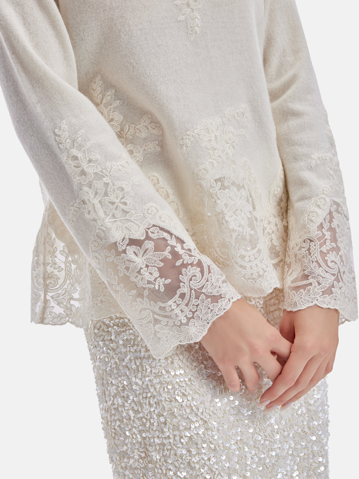 Lüks Kaşmir Dantel Triko Üst