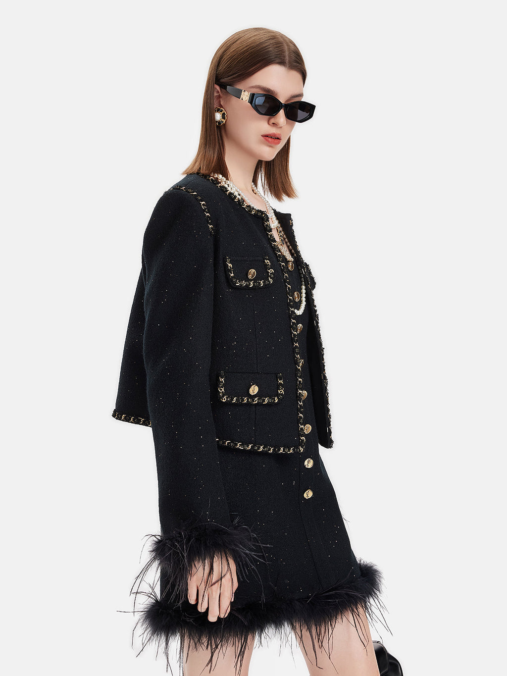 Yün Tüylü Payet Kaban