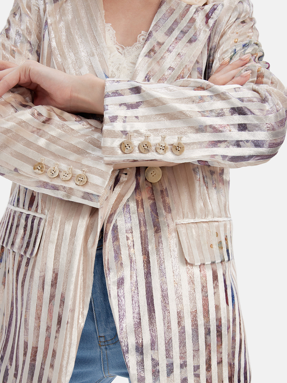 Barok Sanatı Graffiti Çizgili Blazer