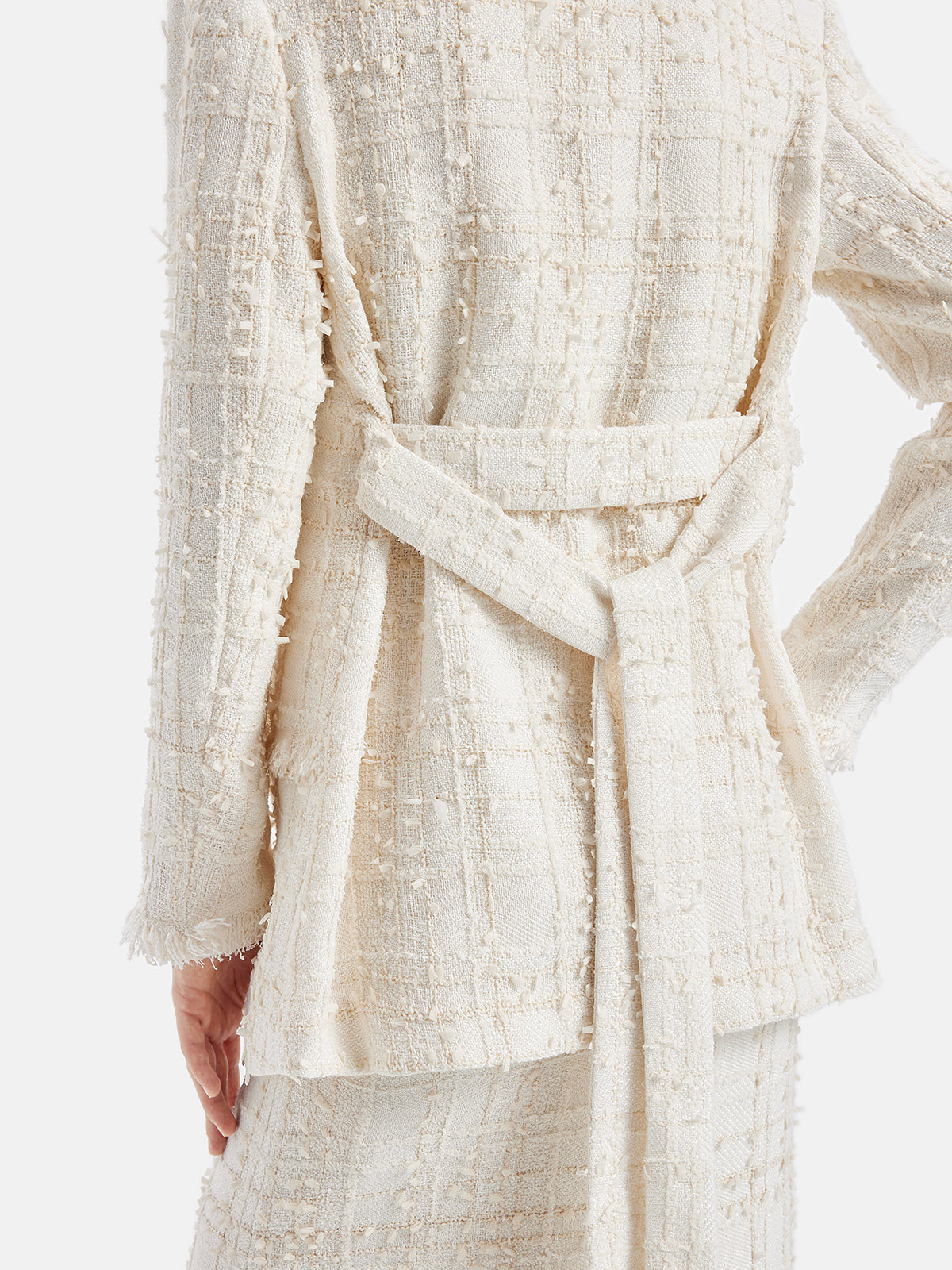 Fransız Simli Tüvit Fırfırlı Uzun Kaban