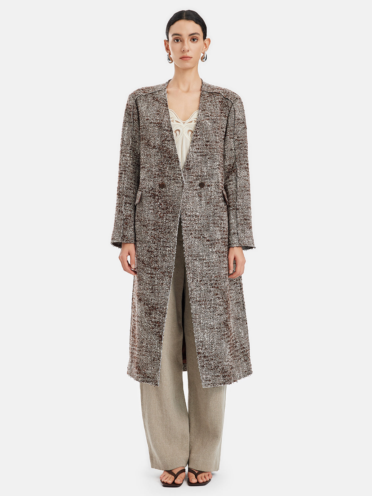 Heritage Chic Büyük Beden V Yaka Yün Karışımlı Kaban