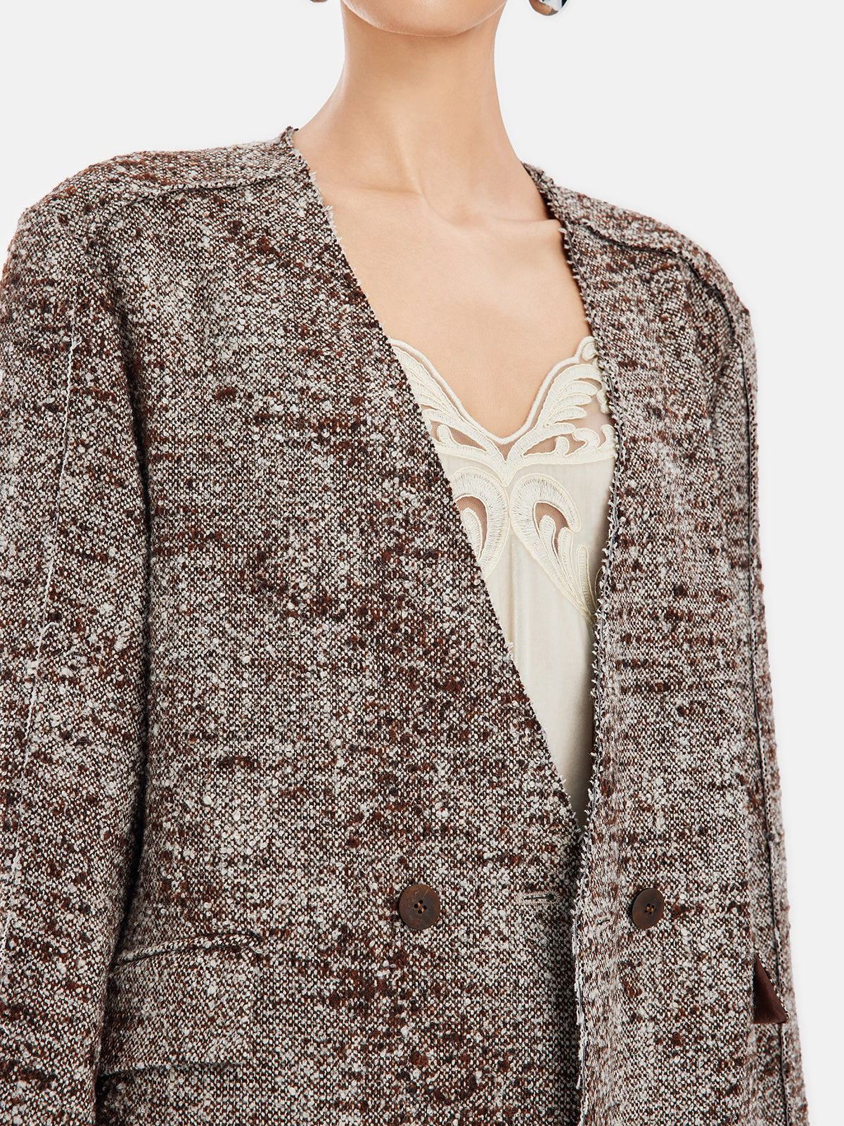 Heritage Chic Büyük Beden V Yaka Yün Karışımlı Kaban