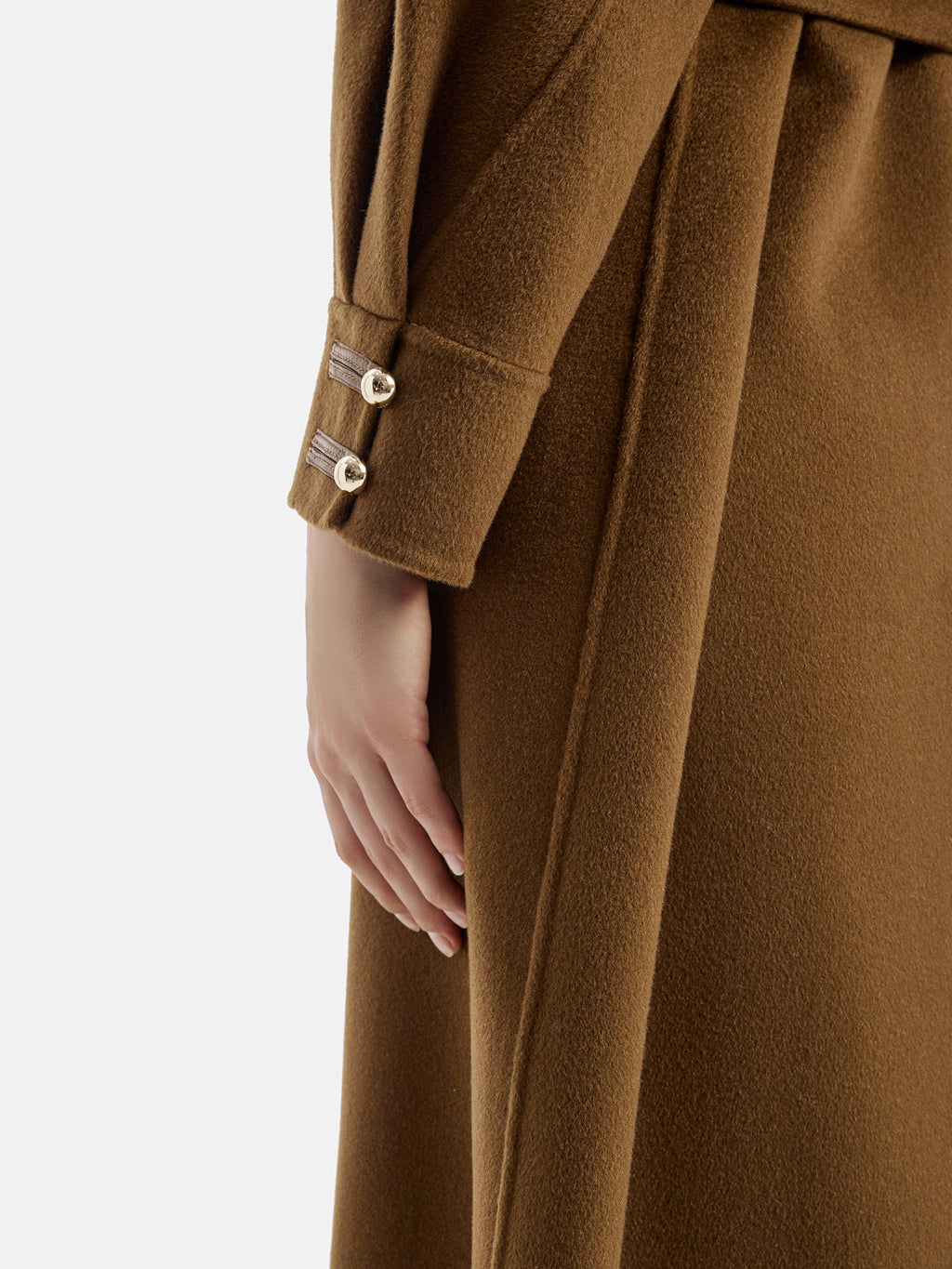 El İşi Çift Taraflı Yün Dik Yaka Kravat Kaban