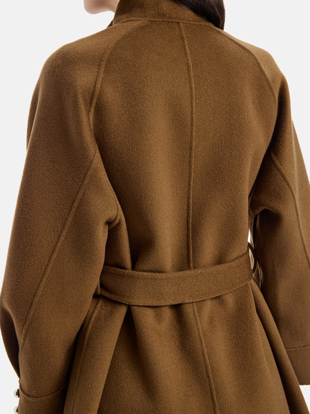 El İşi Çift Taraflı Yün Dik Yaka Kravat Kaban