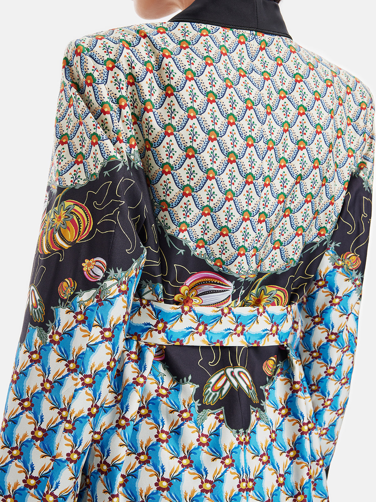 Retro Baskılı İpek Ceket