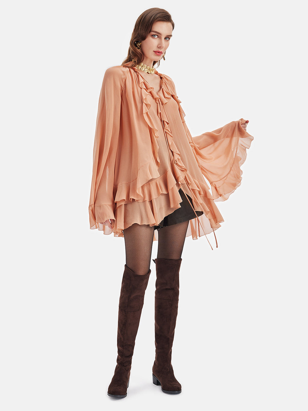 Fransız Fırfırlı Peplum Üst