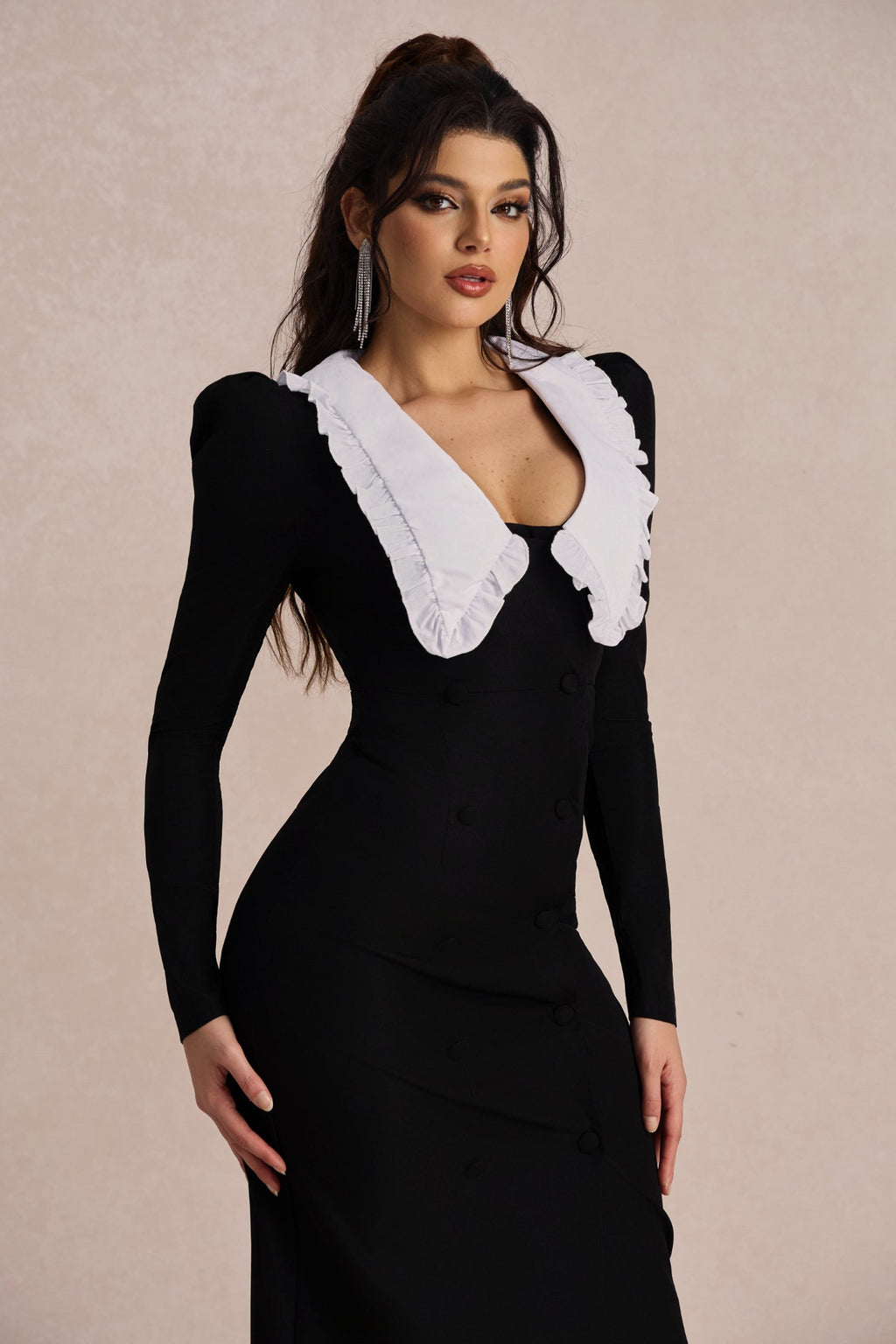 Kathy Peter Pan Yaka V Yaka Midi Elbise