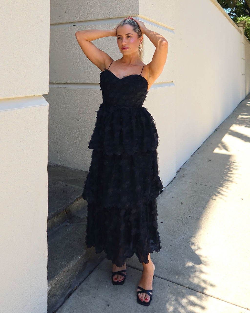 Soluk Çiçekli Şifon Midi Elbise