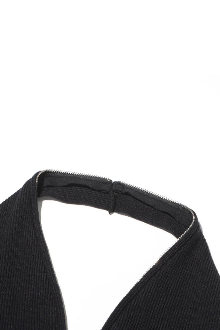 Lora Örme Halter Yaka Bluz & Hırka Takım