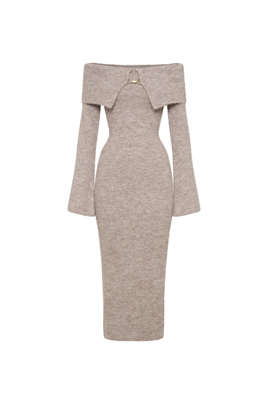Marisa Straplez Örgü Midi Elbise