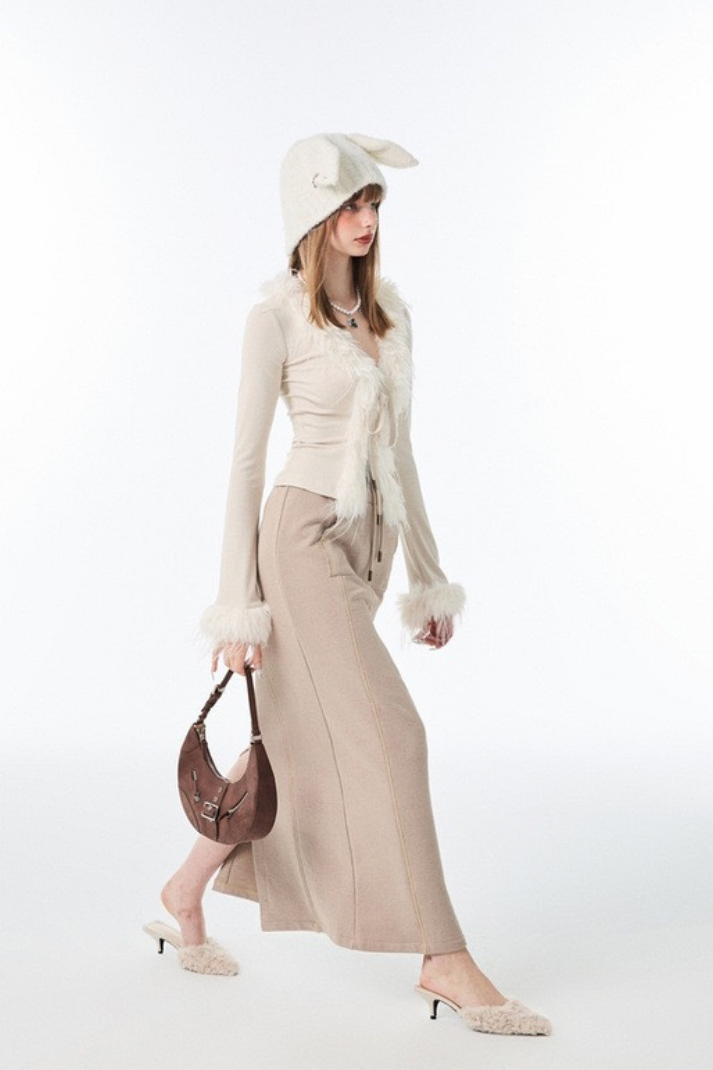 Joe Peluş Detay Bağcıklı Hırka