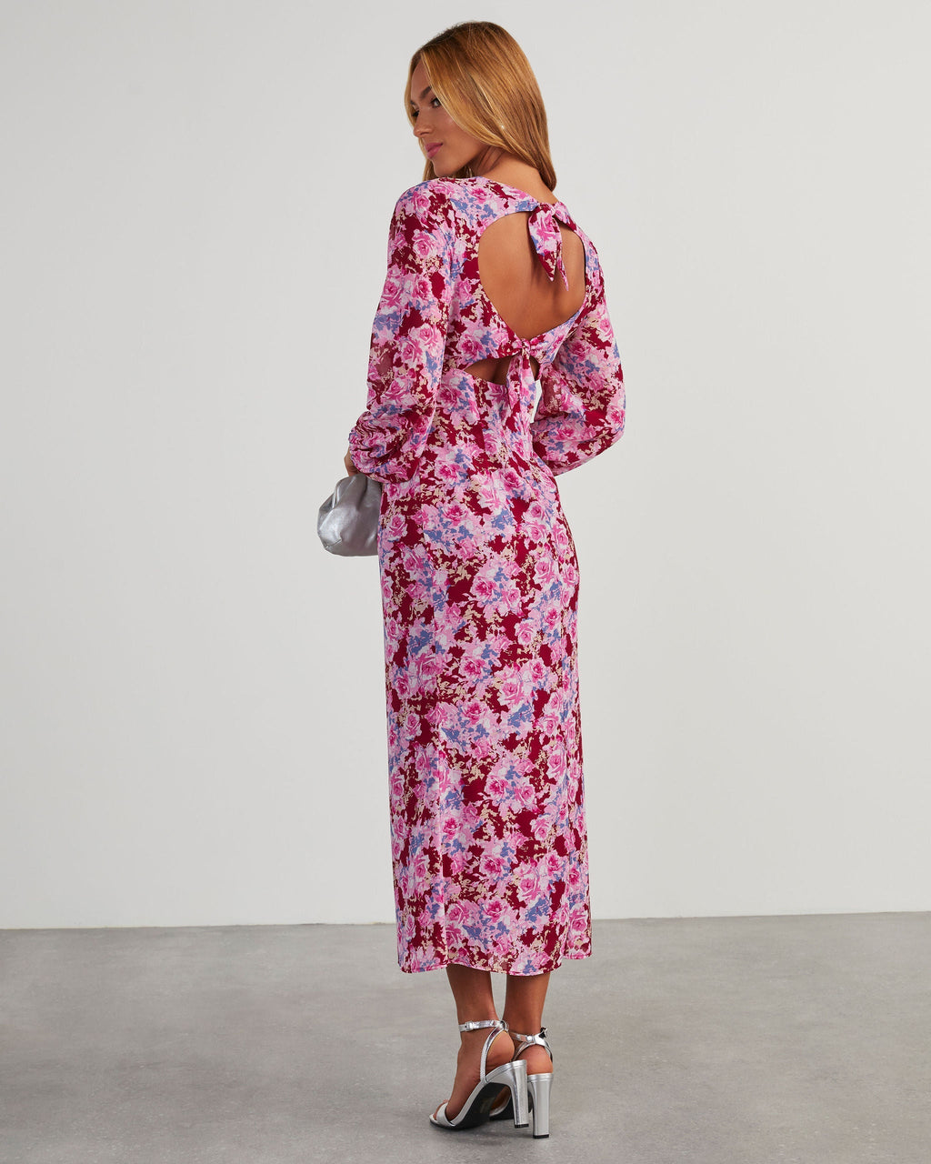 Galata Şifon Çiçekli Midi Elbise