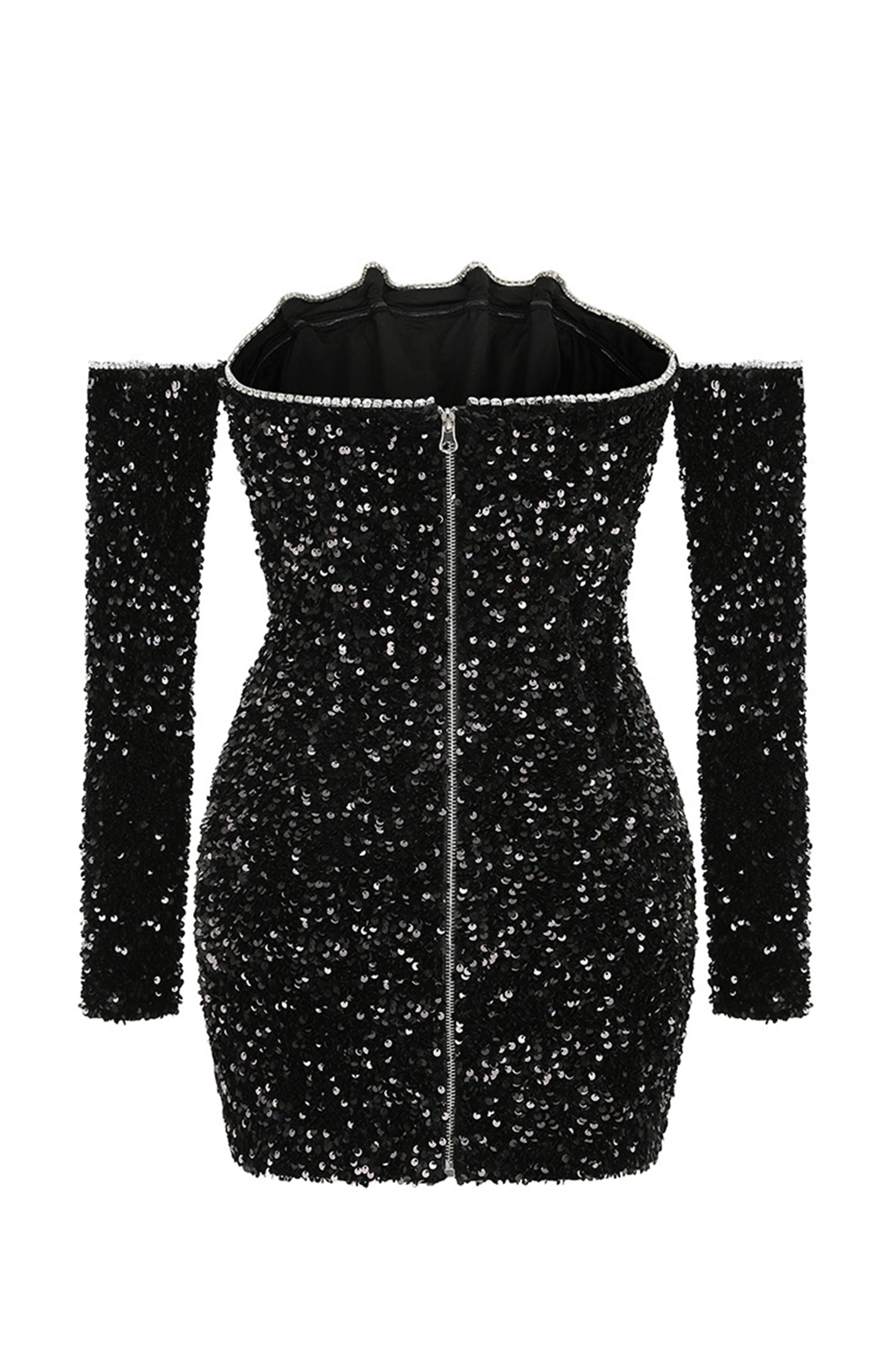 Frances Düşük Omuzlu Taşlı Mini Elbise