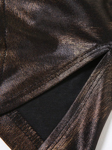 Straplez Sedefli Crop Bluz