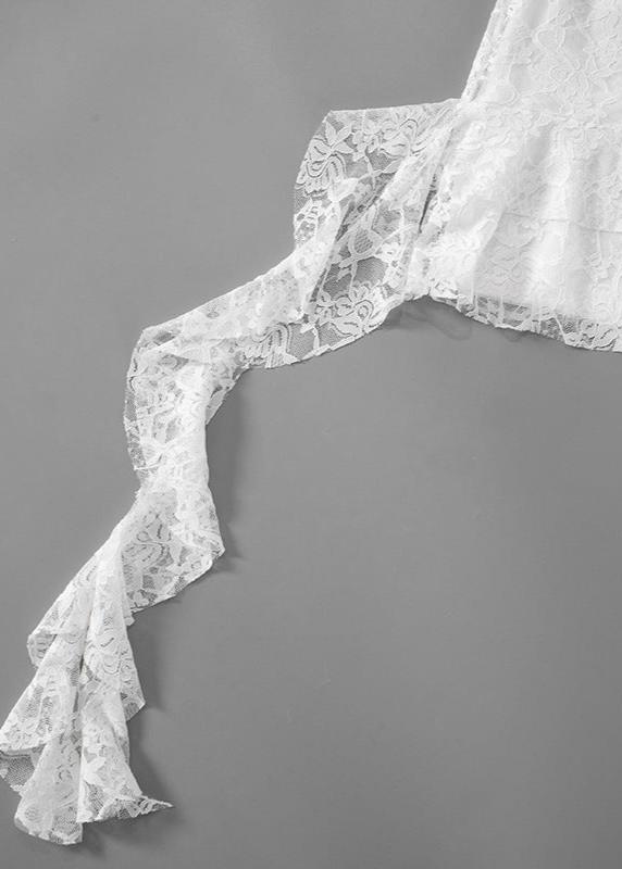 Tek Omuz Dantel Fırfırlı Mini Elbise