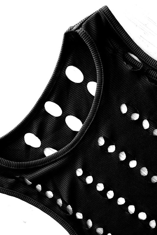 Transparan Çizgili Tank Midi Elbise