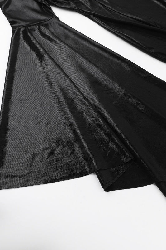 Zil Kollu Metalik Maxi Elbise