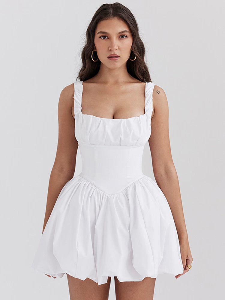 Mara Bel Oturmalı Puf Mini Elbise