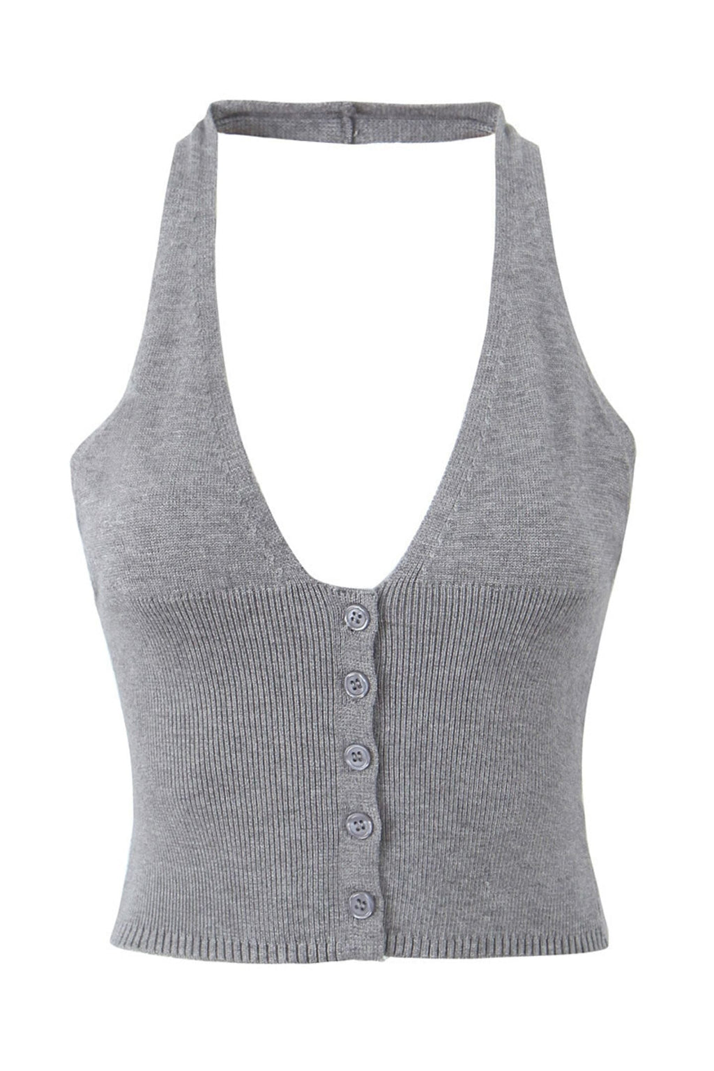 Boyundan Bağlamalı Yelek Üçlü Örgü Takım