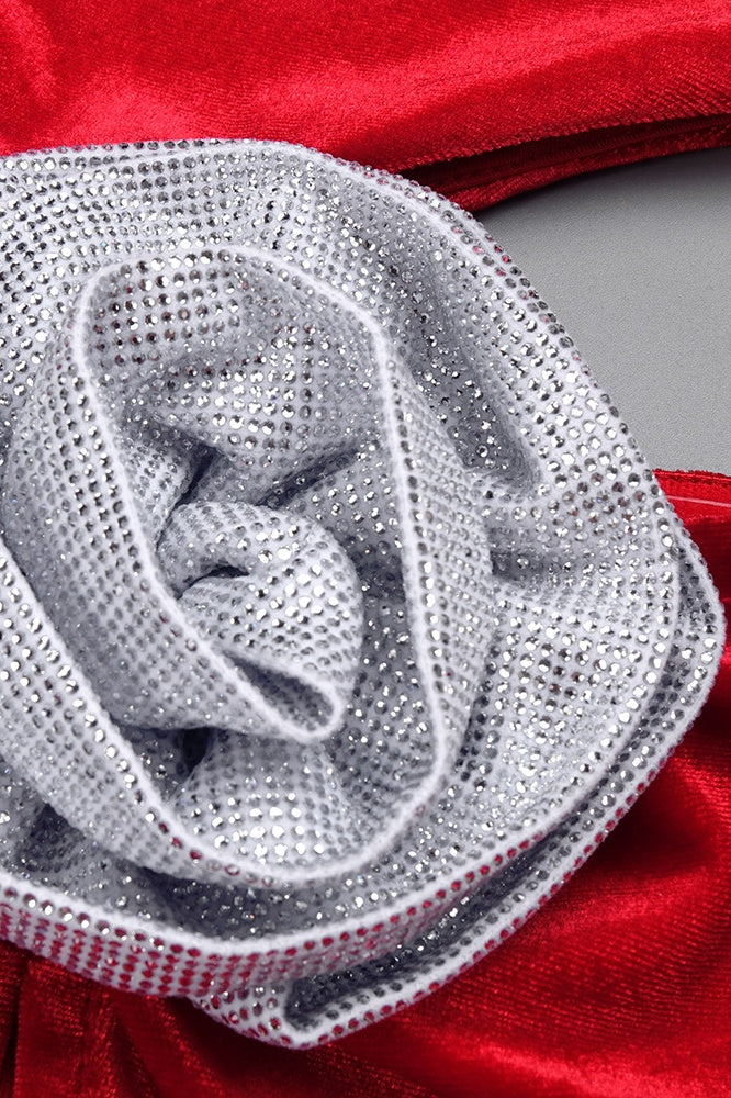 Clara Diamante Rose Kadife Elbise Takım