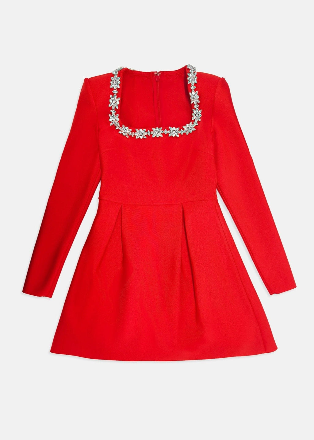 Valentine Kadife Çiçek Süslemeli Mini Elbise