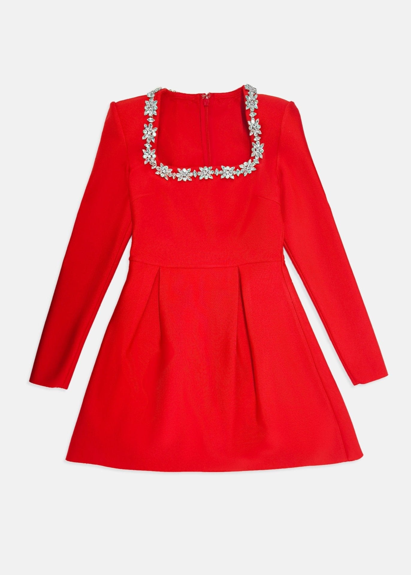 Valentine Kadife Çiçek Süslemeli Mini Elbise