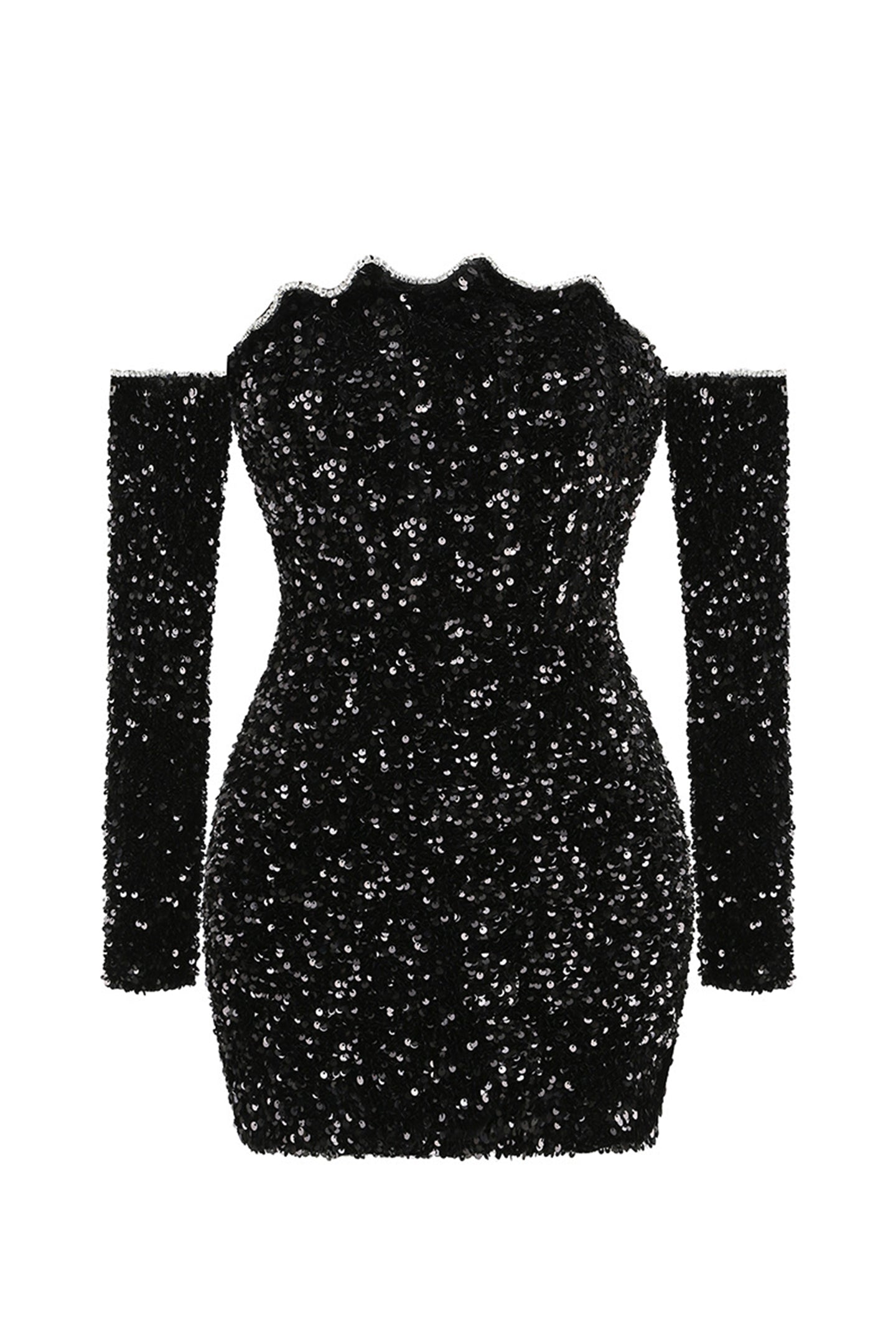 Frances Düşük Omuzlu Taşlı Mini Elbise