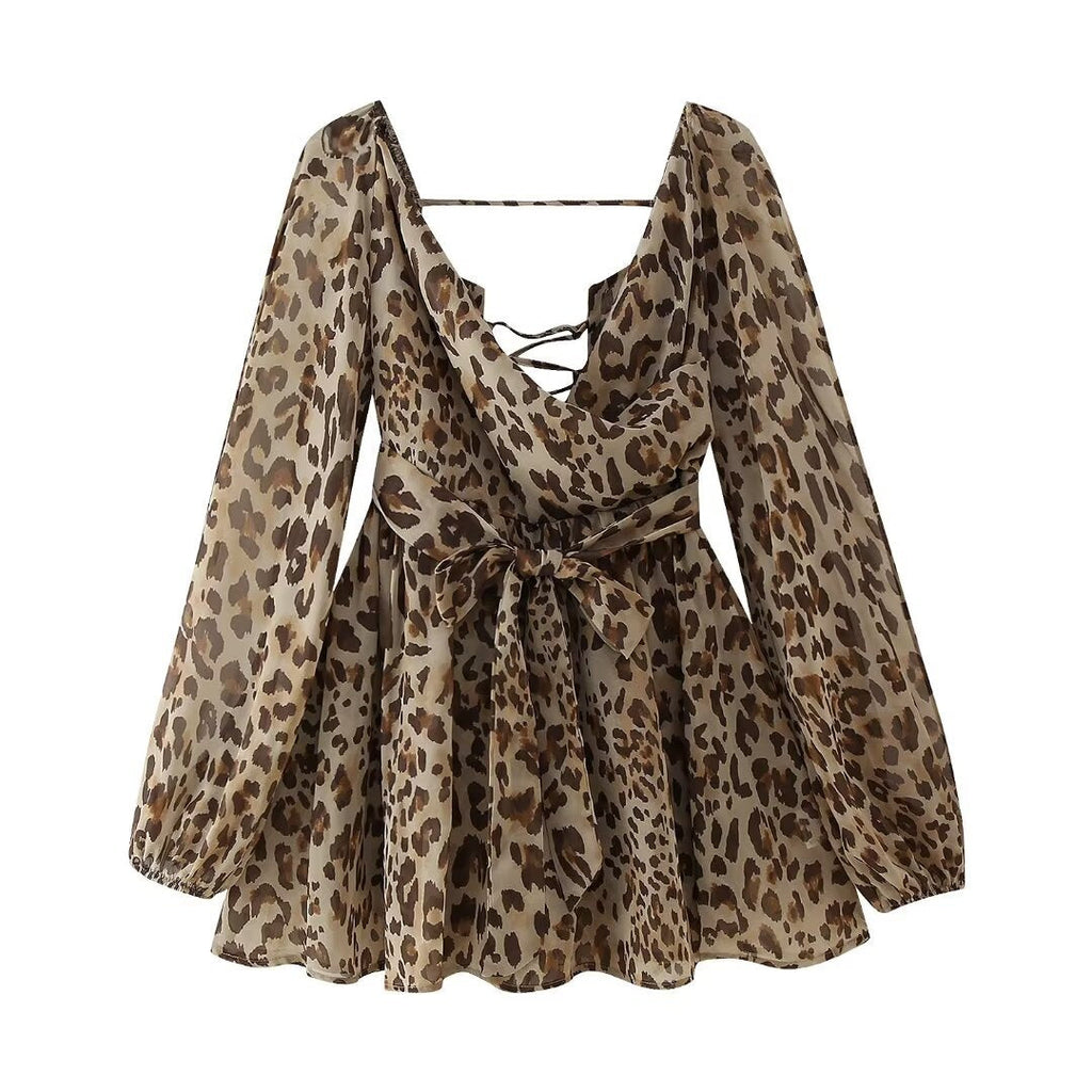 Uzun Kol Detaylı Volanlı Mini Elbise