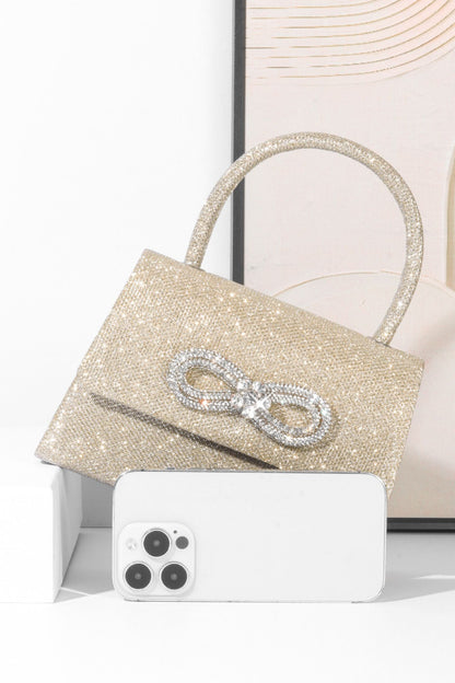 Metalik Parlak Diamante Saplı Çanta