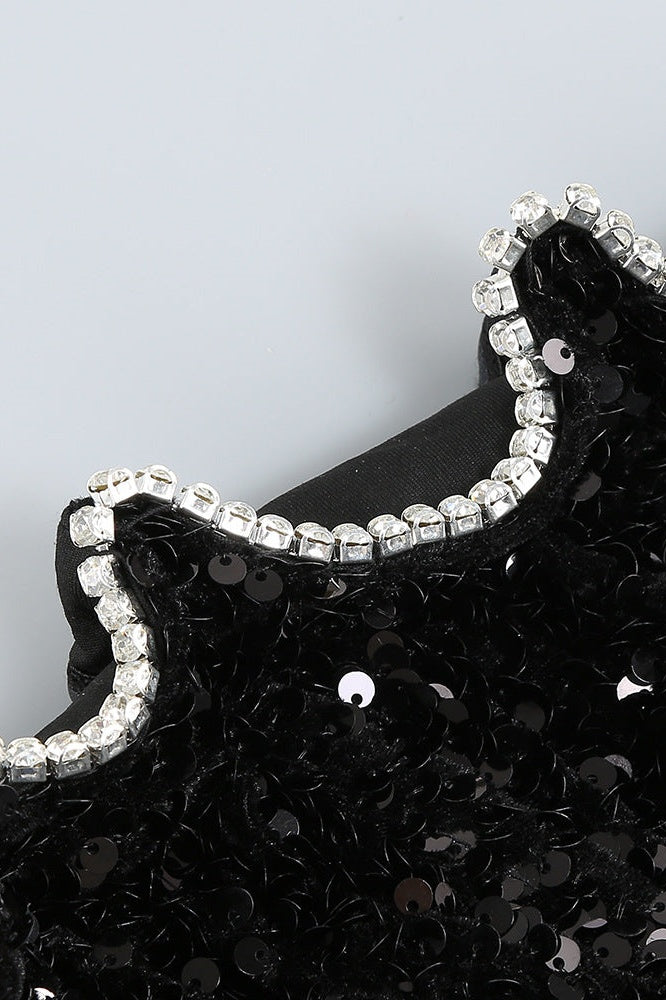 Frances Düşük Omuzlu Taşlı Mini Elbise