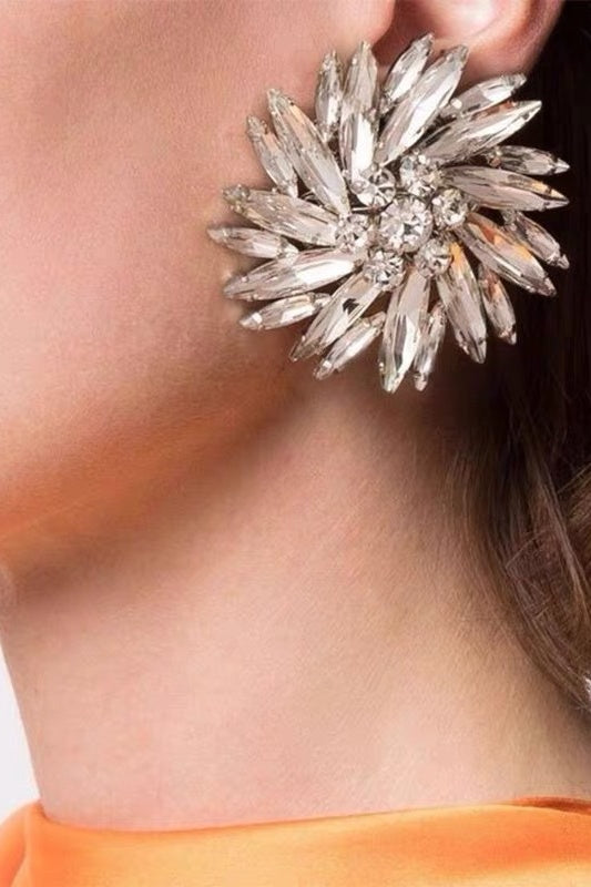 Geometrik Çiçek Dairesel Pırlanta Küpe