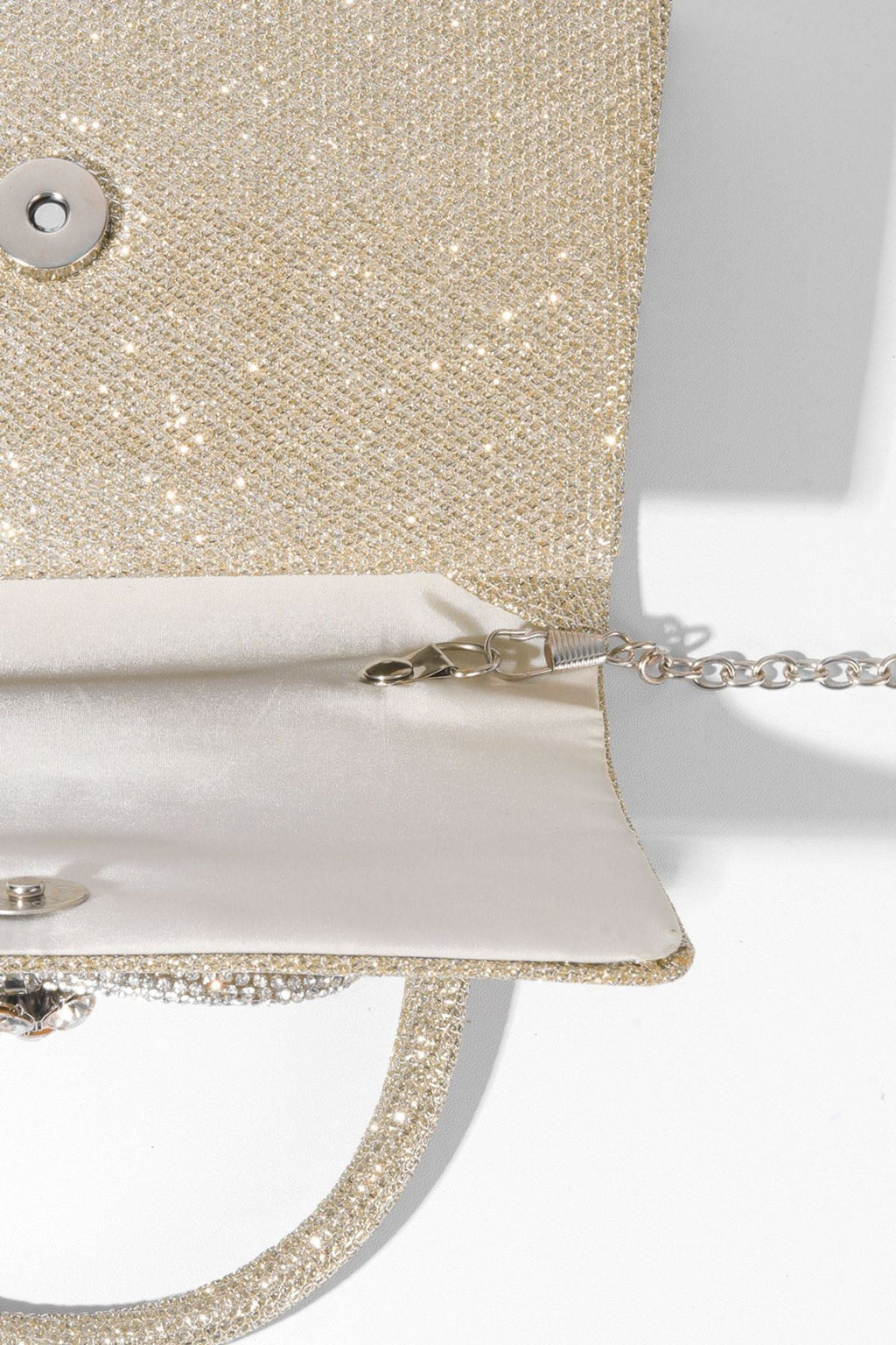 Metalik Parlak Diamante Saplı Çanta