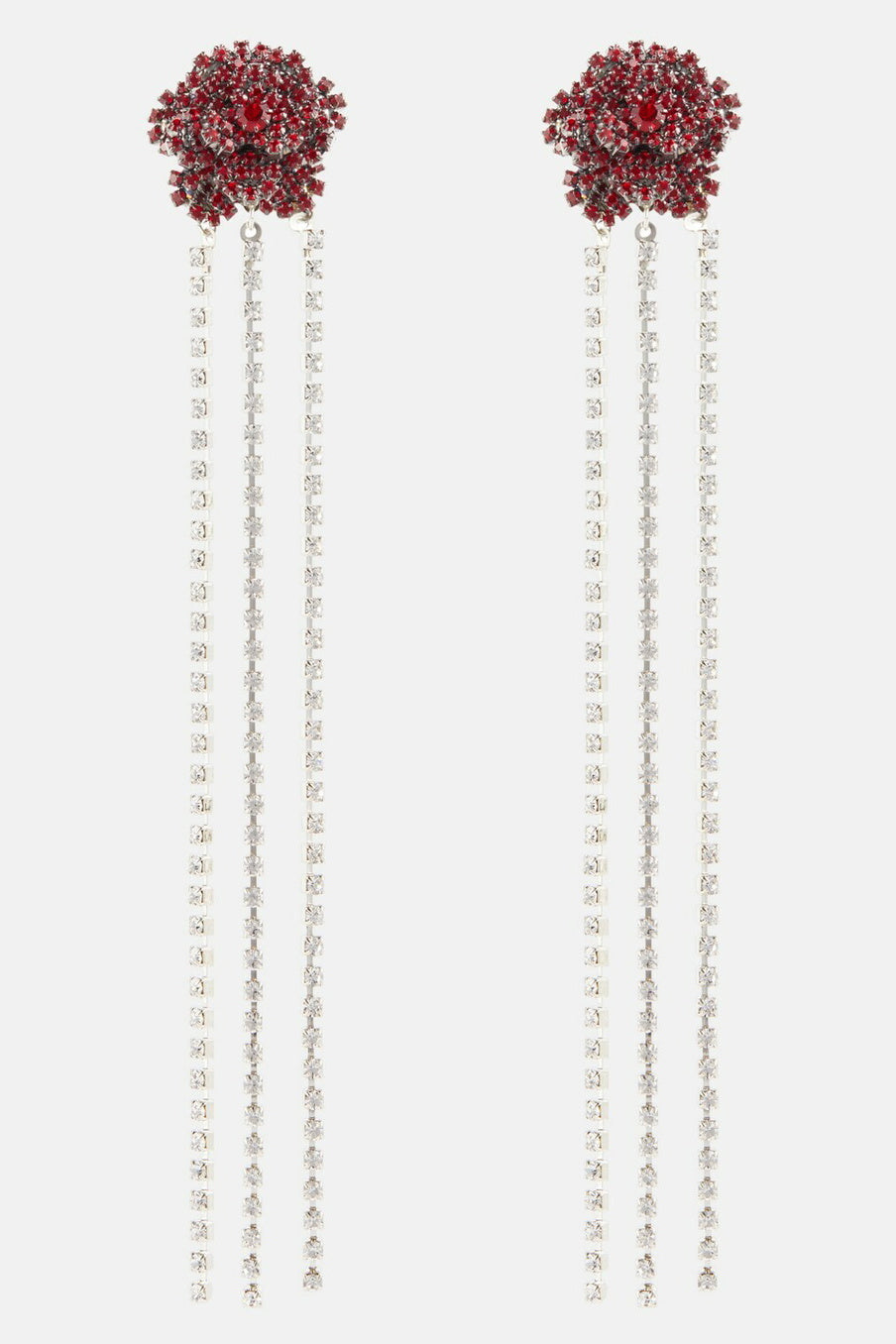 Kristal Gül Püskül Klipsli Küpe