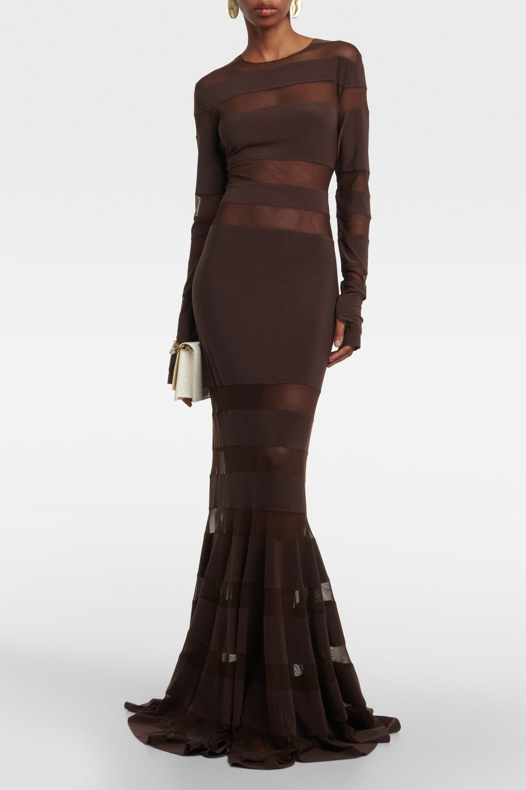 Ophelia File Ek Parçalı Bisiklet Yaka Maxi Elbise