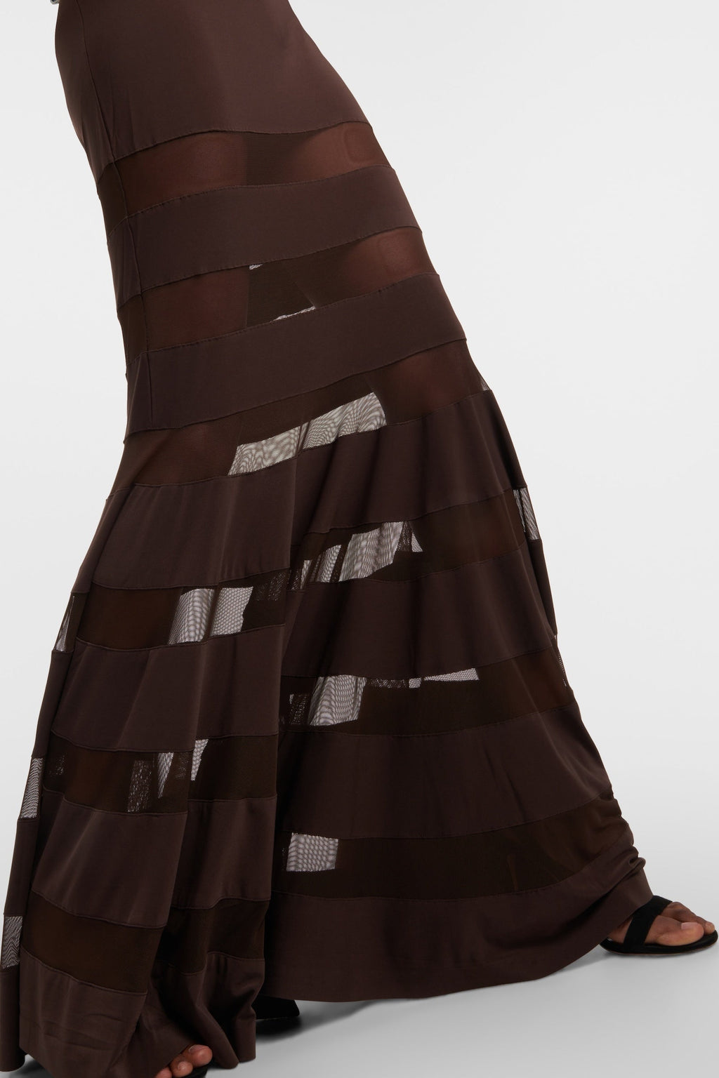 Ophelia File Ek Parçalı Bisiklet Yaka Maxi Elbise