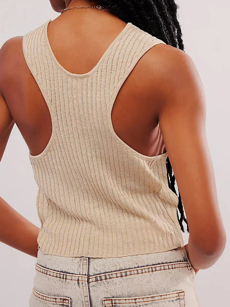 Örme Düğmeli Üst