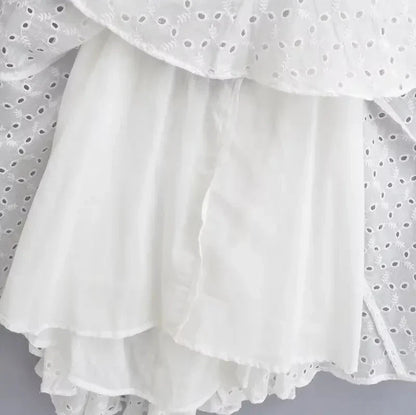 Halter Yaka Pamuklu Dantel Mini Elbise