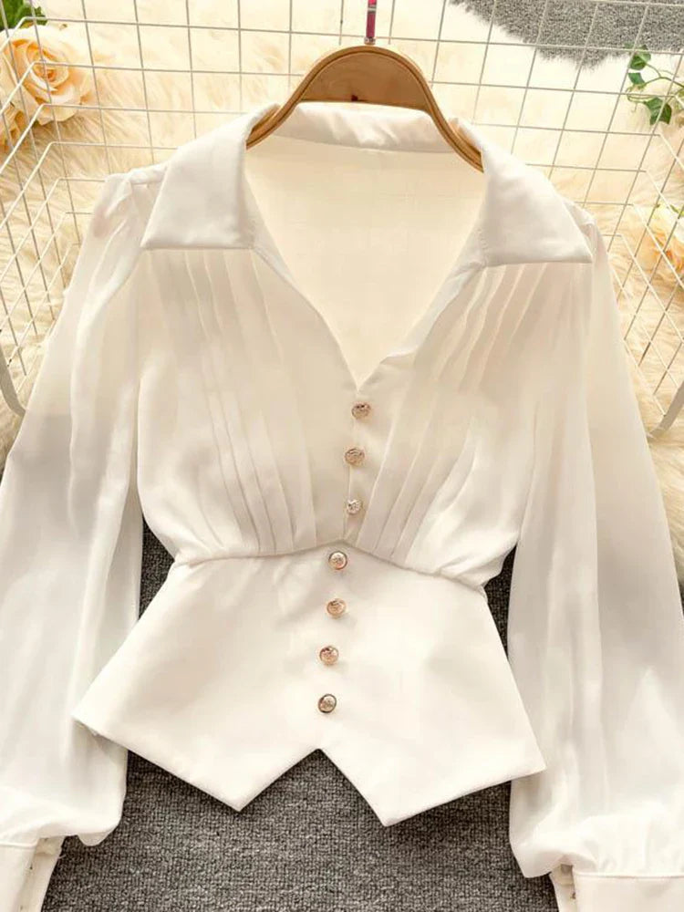 Fransız Model Uzun Kollu Gömlek Bluz